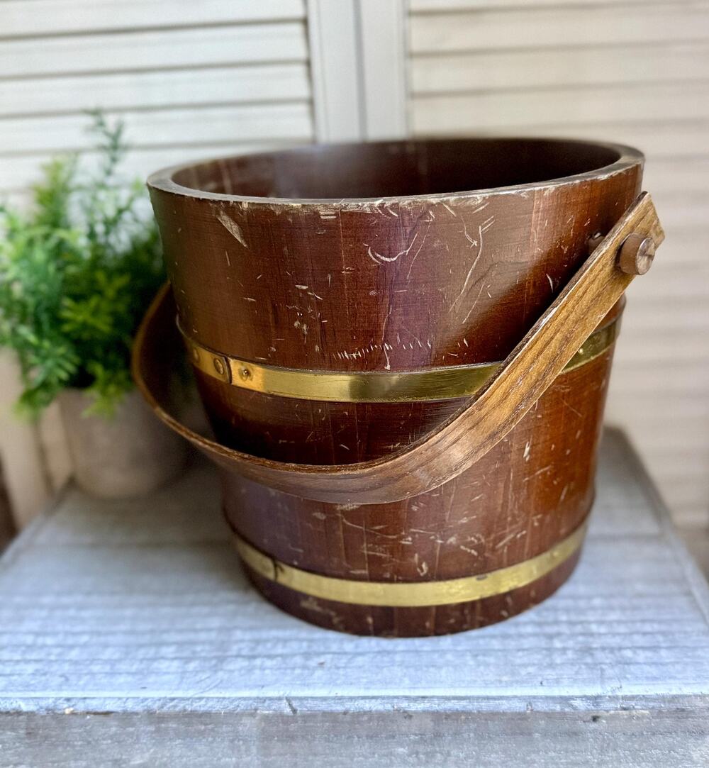Vintage C.L. Lane Wooden Bucket | New England Firkin Style Bucket
